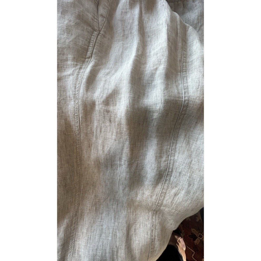 Eileen Fisher 100% Organic Linen Pant Tan Medium Ankle Tapered Elastic Pull On - Picture 11 of 13